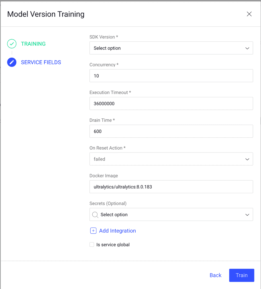 Training service fields